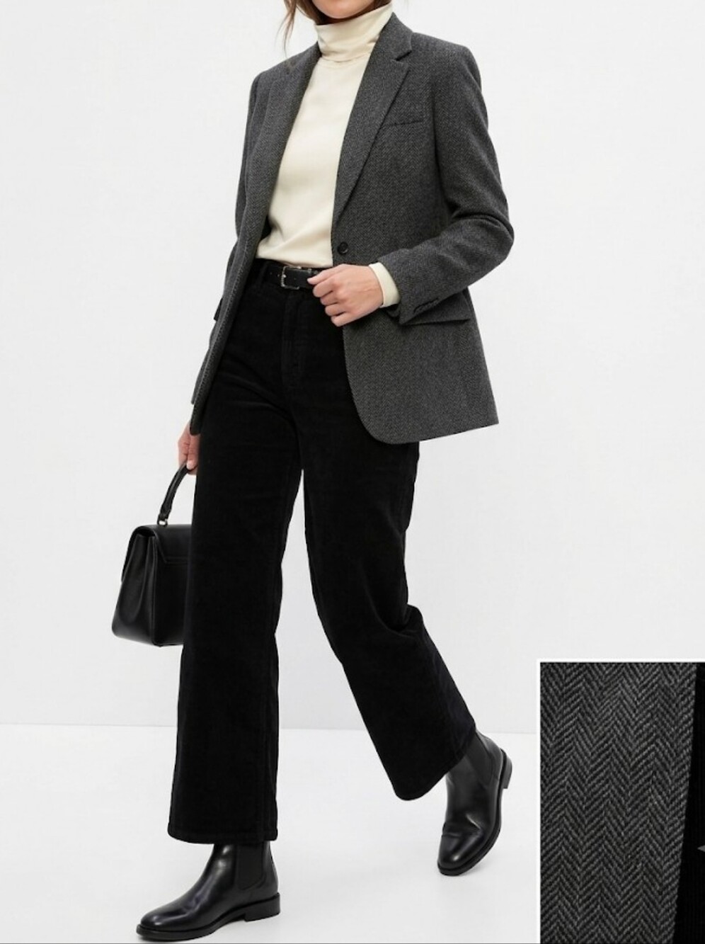 Nili Lotan Black Corduroy Cropped Strai Black High-Rise Wide Leg Jeans